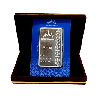 شمش نقره 50 گرمی عیار 999.9